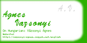 agnes vazsonyi business card